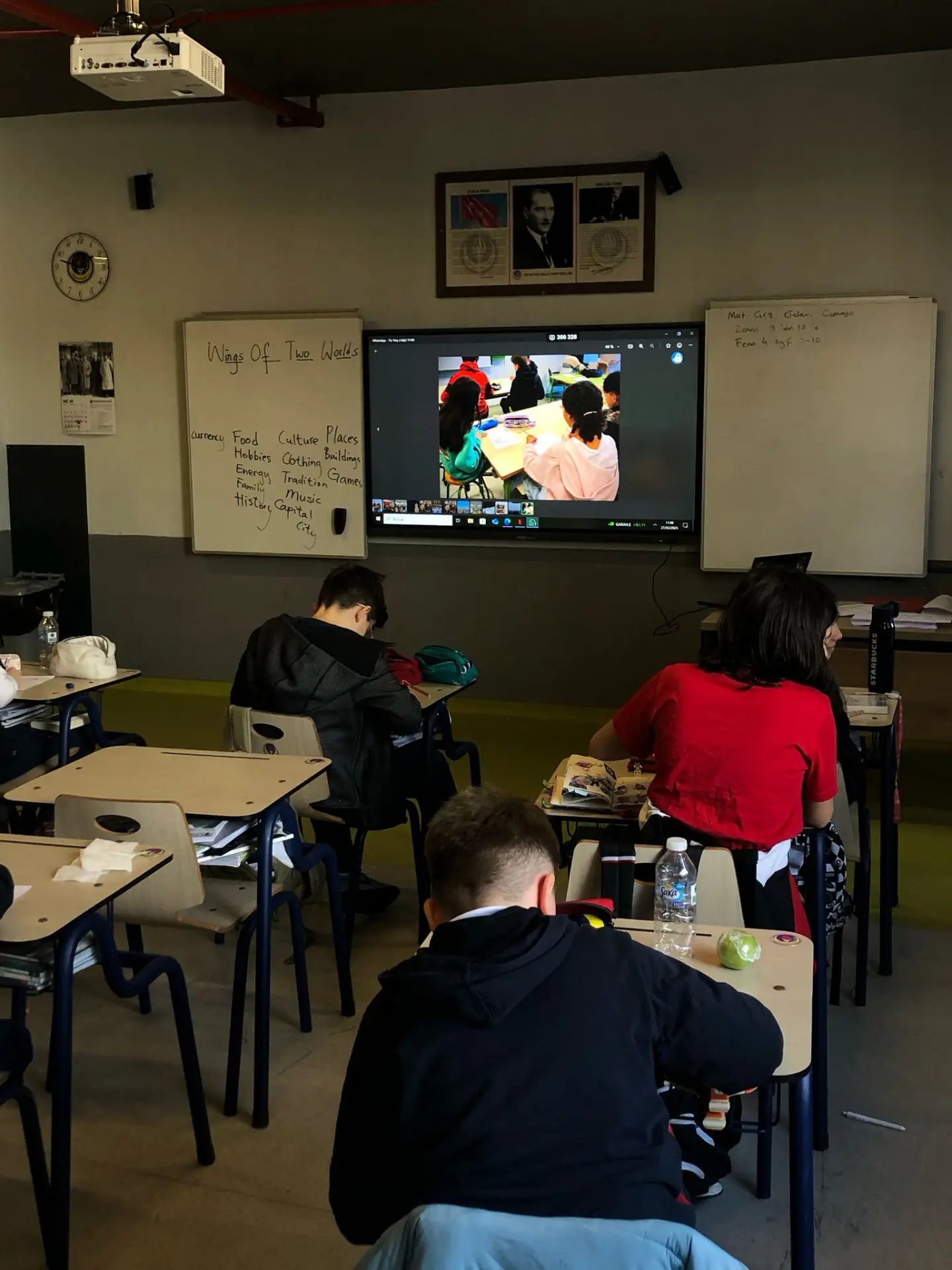 A classroom in Kayseri watching photos from Zaragoza